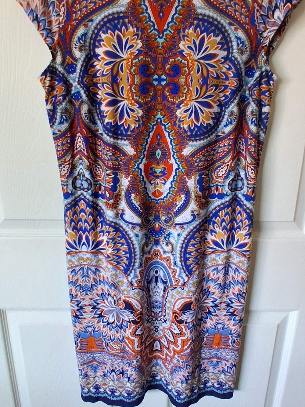R&K Originals Paisley Midi Dress Blue & Orange Medium Like New